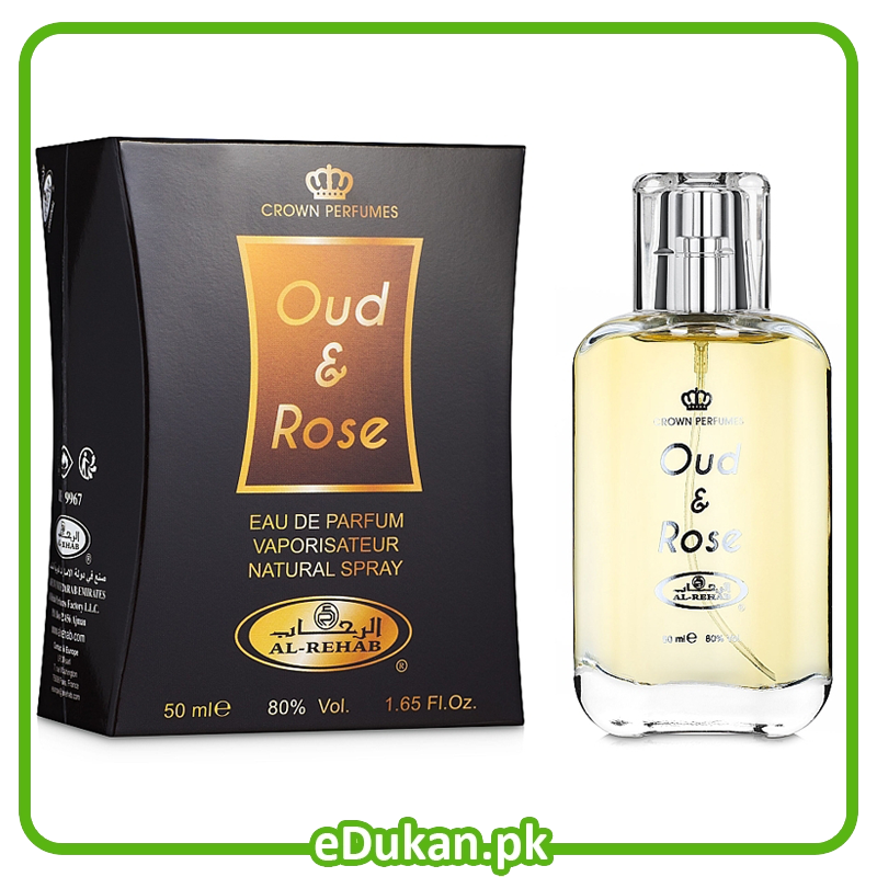 Oud & Rose 50ML Spray Al Rehab Perfumes | Crown Perfumes